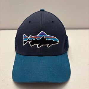 PATAGONIA - Fitz Roy Trout Trucker Hat - Adjustable - Navy Blue Teal